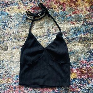 Heart & Hips black halter top cropped tank tie back bustier style